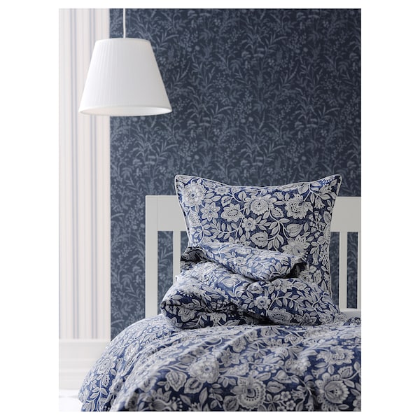 IKEA GLESSTARR duvet cover and pillowcase(s), Full/Queen (Double/Queen) Dark Blue / White, Ikea Ireland | 7142OJPCF