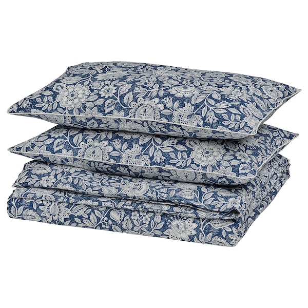 IKEA GLESSTARR duvet cover and pillowcase(s), Full/Queen (Double/Queen) Dark Blue / White, Ikea Ireland | 7142OJPCF
