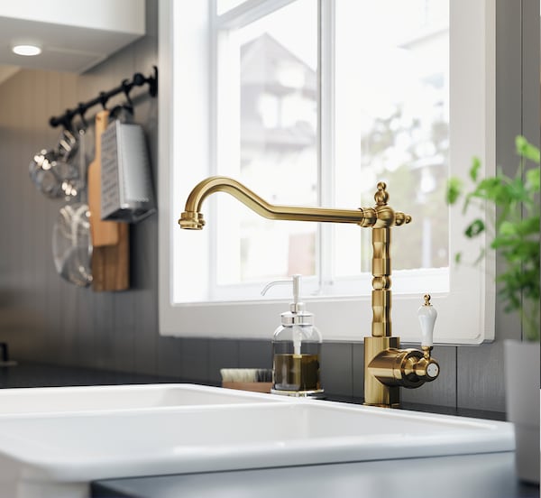 IKEA GLITTRAN kitchen faucet, brass color, Ikea Ireland | 5364SUGLY