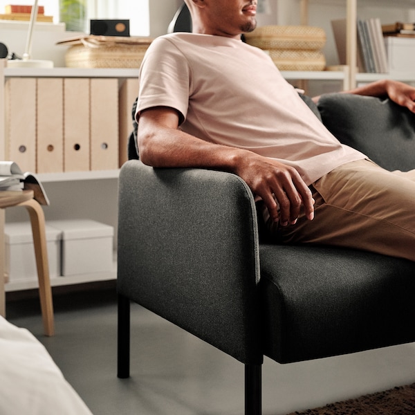 IKEA GLOSTAD loveseat Knisa Dark Gray, Ikea Ireland | 9360MCUBH