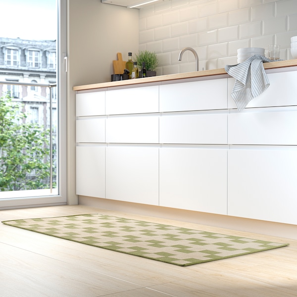 IKEA GÅNGSTIG kitchen mat, 2'4 inx5'3 in Green / Off White, Ikea Ireland | 9627SRIOU