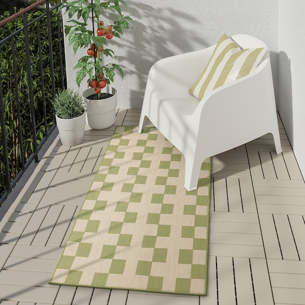 IKEA GÅNGSTIG kitchen mat, 2'4 inx5'3 in Green / Off White, Ikea Ireland | 9627SRIOU