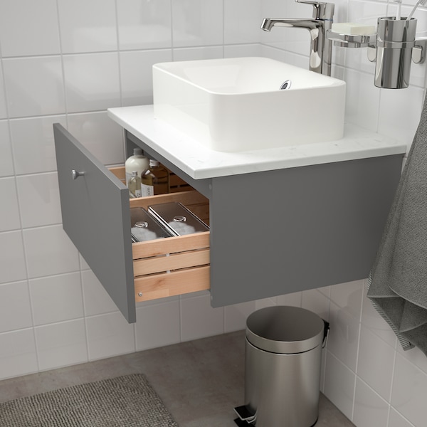 IKEA GODMORGON Bathroom vanity with 1 drawer, 23 5/8x18 1/2x11 3/8 in Gillburen Dark Gray, Ikea Ireland | 4628LDPMK