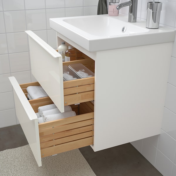 IKEA GODMORGON Bathroom vanity with 2 drawers, 23 5/8x18 1/2x22 7/8 in High Gloss White, Ikea Ireland | 6419RSVHN
