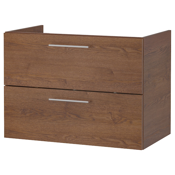IKEA GODMORGON Bathroom vanity with 2 drawers, 31 1/2x18 1/2x22 7/8 in Brown Stained Ash Effect, Ikea Ireland | 9274WCIFQ