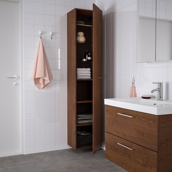 IKEA GODMORGON high cabinet, 15 3/4x12 5/8x75 5/8 in Brown Stained Ash Effect, Ikea Ireland | 0671BDLJI