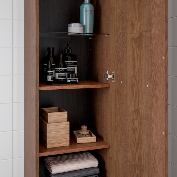 IKEA GODMORGON high cabinet, 15 3/4x12 5/8x75 5/8 in Brown Stained Ash Effect, Ikea Ireland | 0671BDLJI