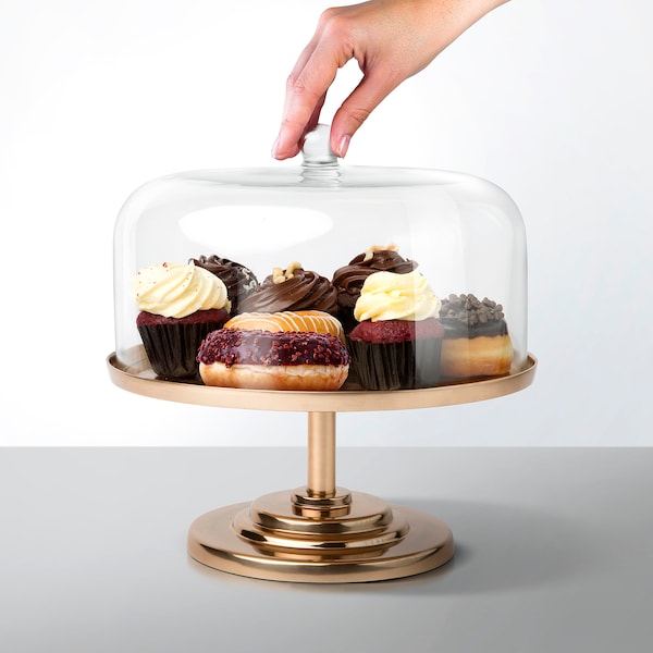 IKEA GOKVÄLLÅ cake stand with lid, 11 in, Ikea Ireland | 3045OYVIK