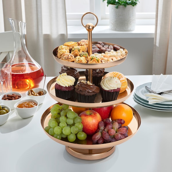 IKEA GOKVÄLLÅ serving stand, 3 tiers, copper color, 16x13x13 in, Ikea Ireland | 0589BOHUF