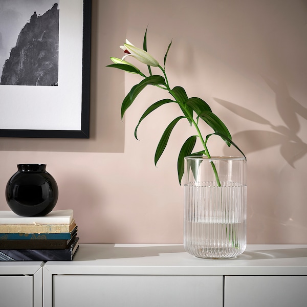 IKEA GRADVIS vase with metal insert, clear glass/gold, 8 ¼ in, Ikea Ireland | 2803EVRTG