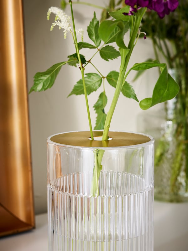 IKEA GRADVIS vase with metal insert, clear glass/gold, 8 ¼ in, Ikea Ireland | 2803EVRTG