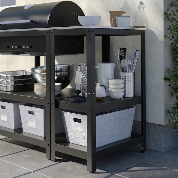 IKEA GRILLSKÄR kitchen island, black/stainless steel outdoor, 15 3/8x24 in, Ikea Ireland | 5314TKSUR