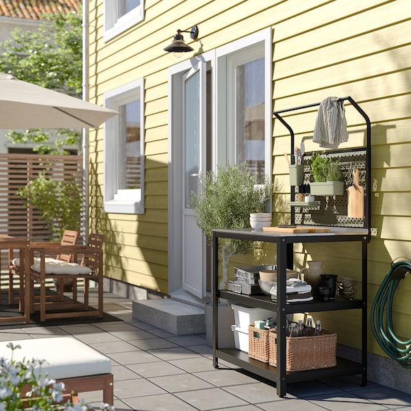 IKEA GRILLSKÄR kitchen island w back panel, stainless steel/outdoor, 33 7/8x24x69 1/4 in, Ikea Ireland | 7418DNHVS