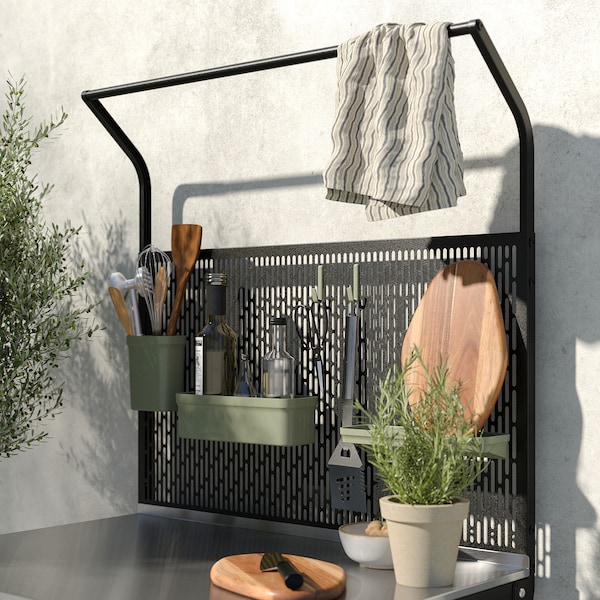 IKEA GRILLSKÄR kitchen island w back panel, stainless steel/outdoor, 33 7/8x24x69 1/4 in, Ikea Ireland | 7418DNHVS