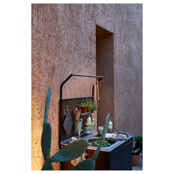 IKEA GRILLSKÄR kitchen island w back panel, stainless steel/outdoor, 33 7/8x24x69 1/4 in, Ikea Ireland | 7418DNHVS