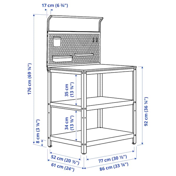 IKEA GRILLSKÄR kitchen island w back panel, stainless steel/outdoor, 33 7/8x24x69 1/4 in, Ikea Ireland | 7418DNHVS