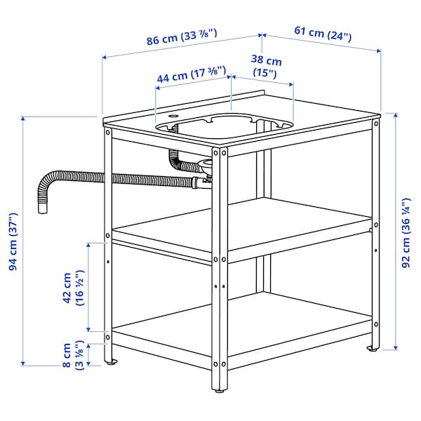 IKEA GRILLSKÄR shelf unit for sink, black/stainless steel outdoor, 33 7/8x24 in, Ikea Ireland | 4921RIAQS