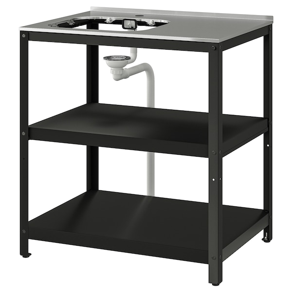 IKEA GRILLSKÄR shelf unit for sink, black/stainless steel outdoor, 33 7/8x24 in, Ikea Ireland | 4921RIAQS
