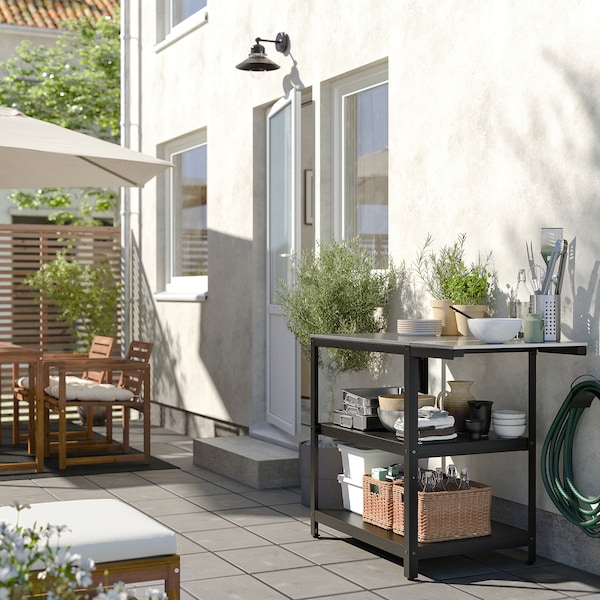 IKEA GRILLSKÄR side table, outdoor, black stainless steel/outdoor, 11 3/4x24 in, Ikea Ireland | 5239OUXCG