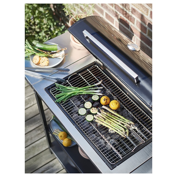 IKEA GRILLSKÄR side table, outdoor, black stainless steel/outdoor, 11 3/4x24 in, Ikea Ireland | 5239OUXCG