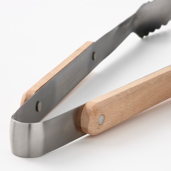 IKEA GRILLTIDER 3-piece barbecue tools set Stainless Steel / Beech, Ikea Ireland | 6471BUFNE