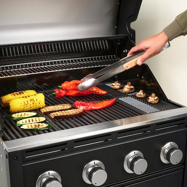 IKEA GRILLTIDER 3-piece barbecue tools set Stainless Steel / Beech, Ikea Ireland | 6471BUFNE