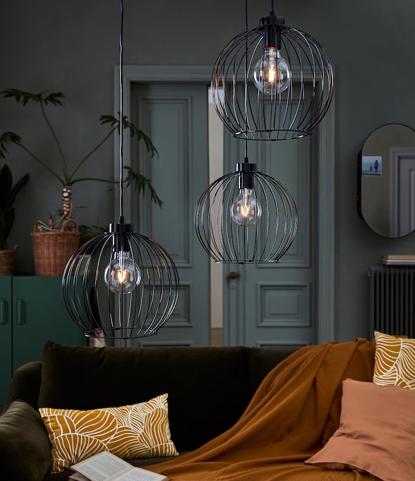 IKEA GRINDFALLET pendant lamp, black, 12 in, Ikea Ireland | 4536IVBWR