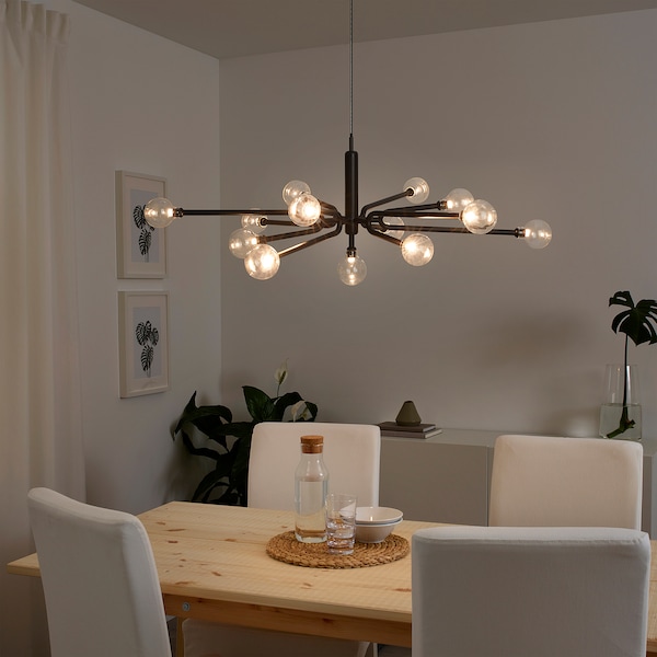 IKEA GRINSBYN chandelier w light bulbs, 13-arm, black, Ikea Ireland | 8403IOUBG