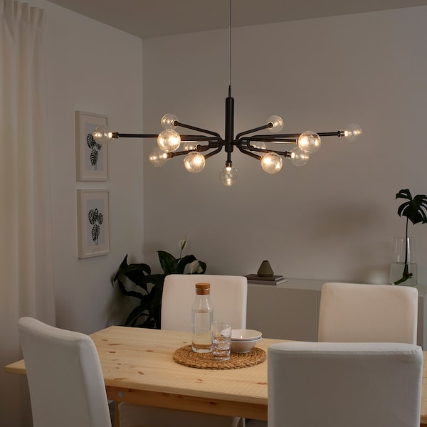 IKEA GRINSBYN chandelier w light bulbs, 13-arm, black, Ikea Ireland | 8403IOUBG