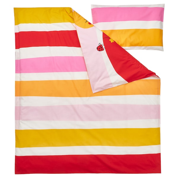 IKEA GRÖNFINK duvet cover 1 pillowcase f crib, 43x49/14x22 in Multicolor / Stripe, Ikea Ireland | 5697ROHFA