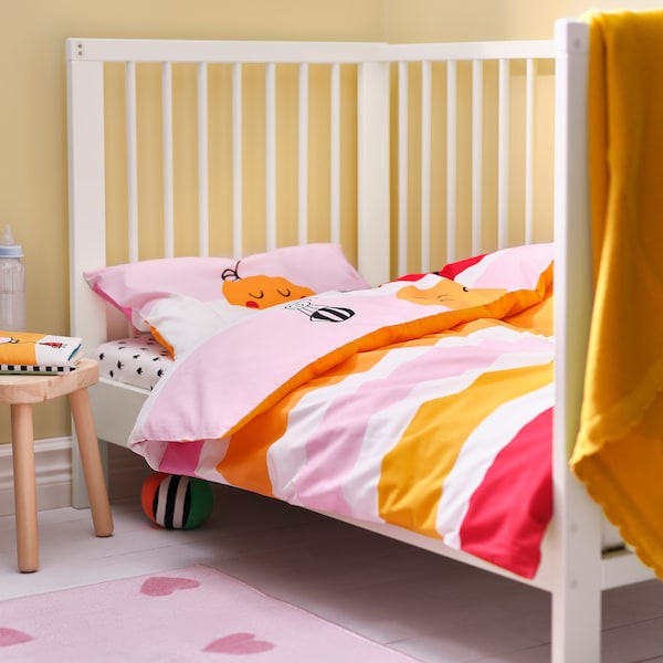 IKEA GRÖNFINK duvet cover 1 pillowcase f crib, 43x49/14x22 in Multicolor / Stripe, Ikea Ireland | 5697ROHFA