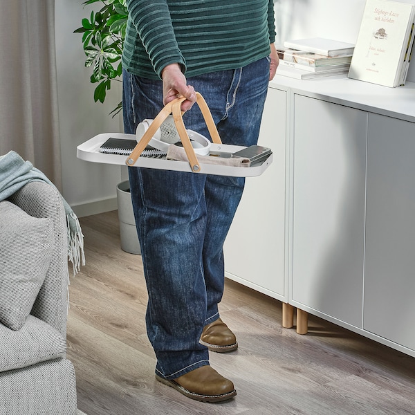 IKEA GRÖNFISK tray with handle, bamboo/white, 18x12 in, Ikea Ireland | 2403DWCIU