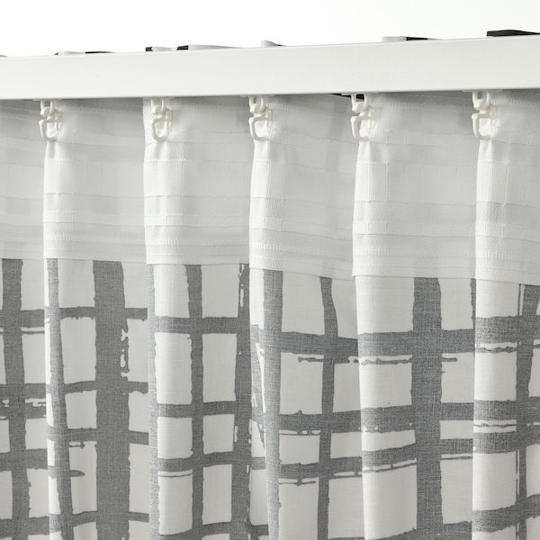 IKEA GRÖNKATTFOT curtains, 1 pair, white/black, 57x98 in, Ikea Ireland | 6203LJBTM