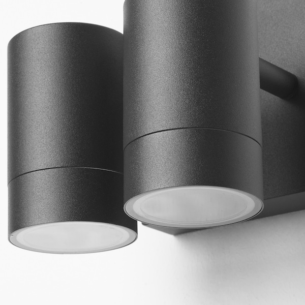 IKEA GRÖNSPRÖT wall lamp double, hardwired, outdoor black, Ikea Ireland | 0936WZPUV