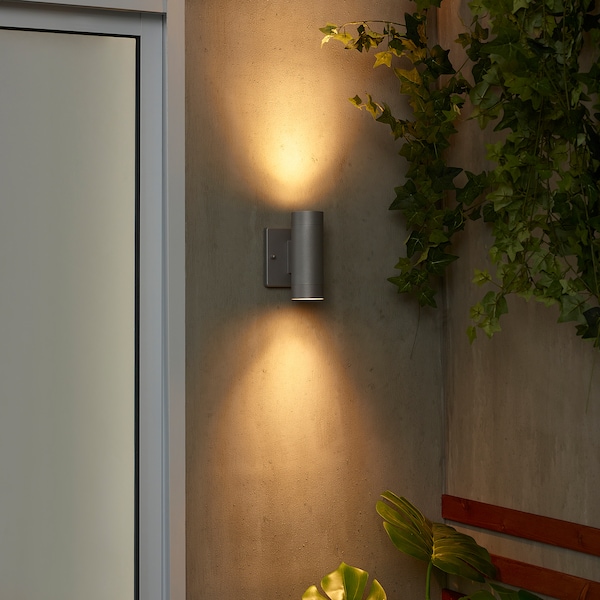 IKEA GRÖNSPRÖT wall up/downlight, hardwired, outdoor aluminum color, 6 1/4 in, Ikea Ireland | 7065UGTJF