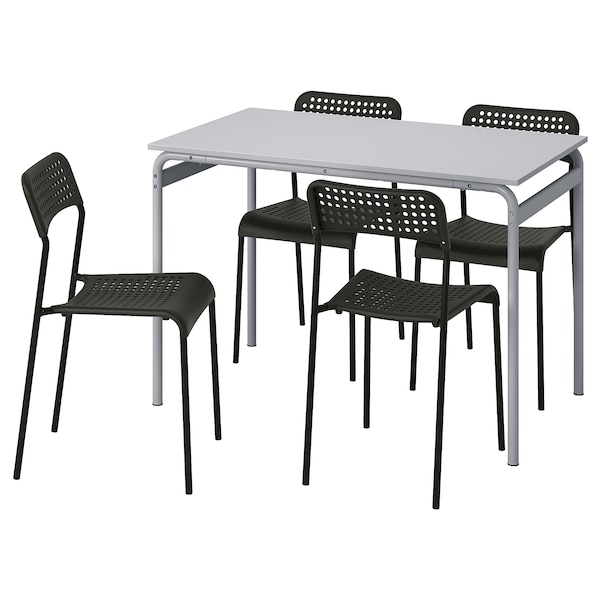 IKEA GRÅSALA / ADDE table and 4 chairs, gray gray/black, 43 1/4 in, Ikea Ireland | 4703KNAEL