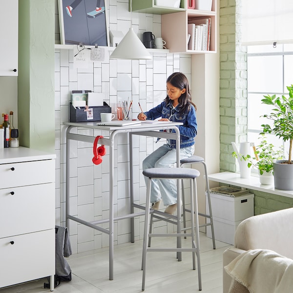 IKEA GRÅSALA bar table, gray/gray, 26 3/8x26 3/8x41 3/8 in, Ikea Ireland | 9205FERNP