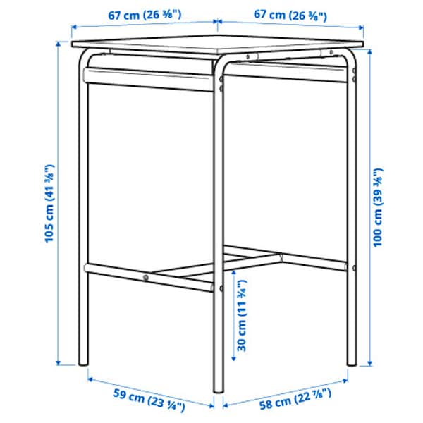 IKEA GRÅSALA bar table, gray/gray, 26 3/8x26 3/8x41 3/8 in, Ikea Ireland | 9205FERNP