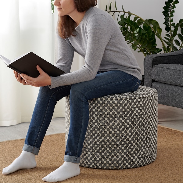 IKEA GRUNDSJÖ ottoman, dot pattern Brown / Beige, Ikea Ireland | 9285NKHOE