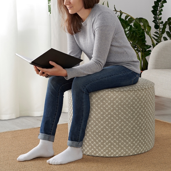 IKEA GRUNDSJÖ ottoman, dot pattern Dark Beige / Beige, Ikea Ireland | 3918FNIXE