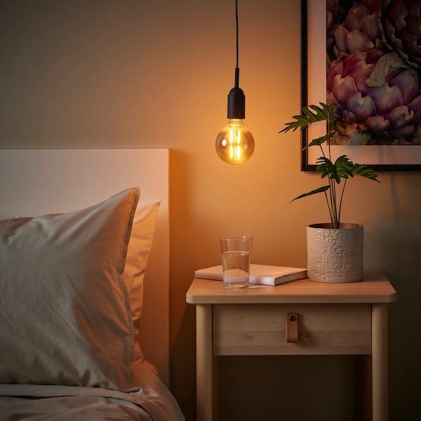 IKEA GRÅVACKA / MOLNART pendant lamp with LED bulb, dark blue/gray clear glass, 4 in, Ikea Ireland | 7845RUDVX