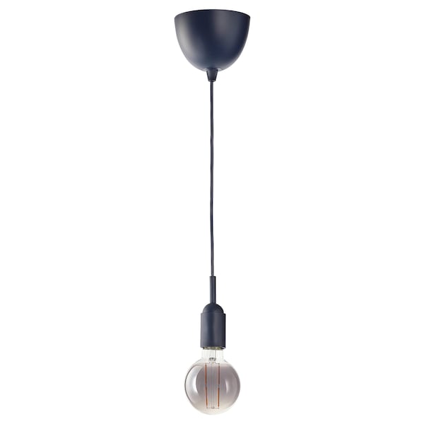 IKEA GRÅVACKA / MOLNART pendant lamp with LED bulb, dark blue/gray clear glass, 4 in, Ikea Ireland | 7845RUDVX