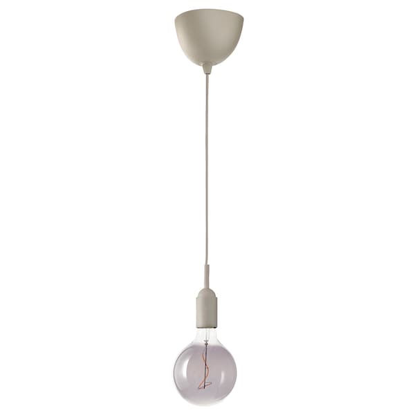 IKEA GRÅVACKA / MOLNART pendant lamp with LED bulb, beige/gray clear glass, 5 in, Ikea Ireland | 4068IFSAB