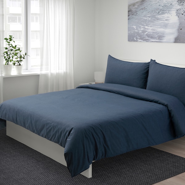 IKEA GULBJÖRK duvet cover and pillowcase(s), Full/Queen (Double/Queen) Blue, Ikea Ireland | 4936HGCQK