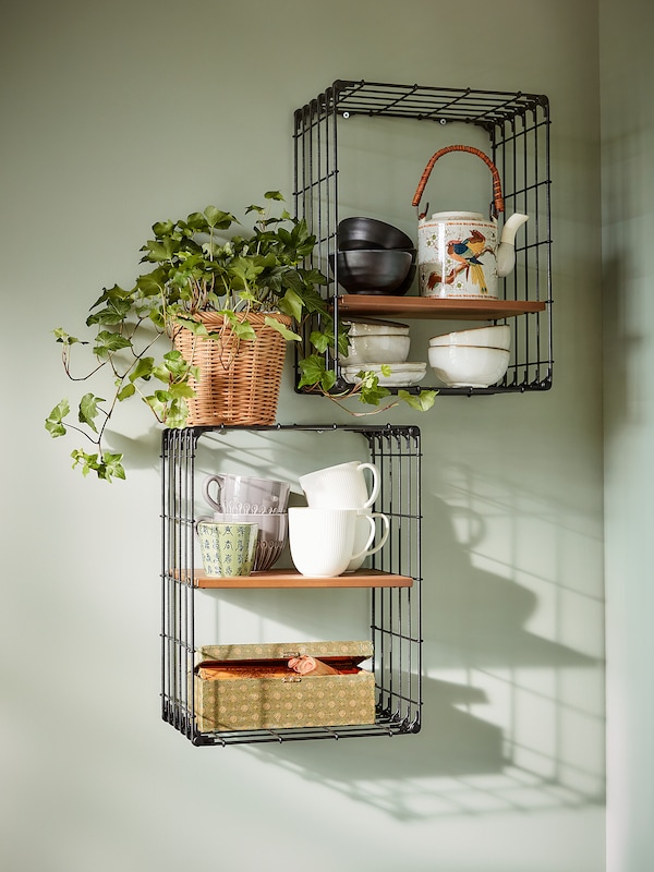 IKEA GULLHULT wall shelf, black/pine antique, 11 3/4x15 3/4 in, Ikea Ireland | 8397PXITD