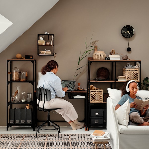 IKEA GULLHULT wall shelf, black/pine antique, 11 3/4x15 3/4 in, Ikea Ireland | 8397PXITD