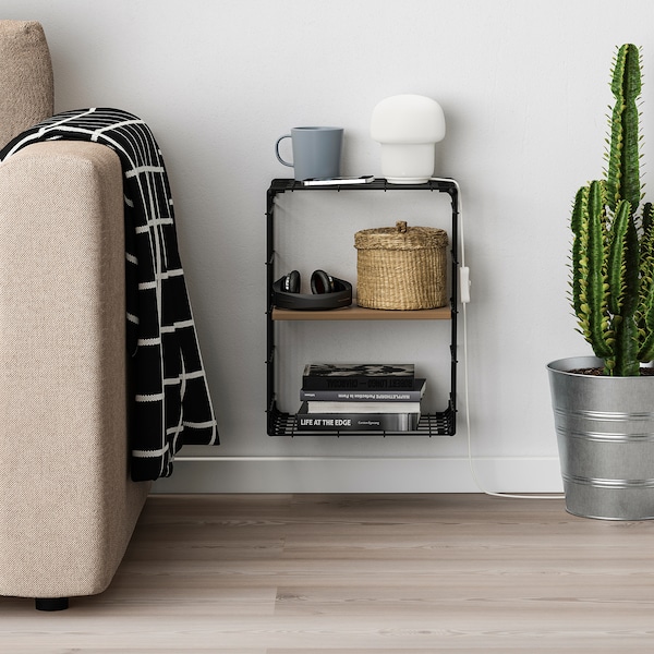 IKEA GULLHULT wall shelf, black/pine antique, 11 3/4x15 3/4 in, Ikea Ireland | 8397PXITD