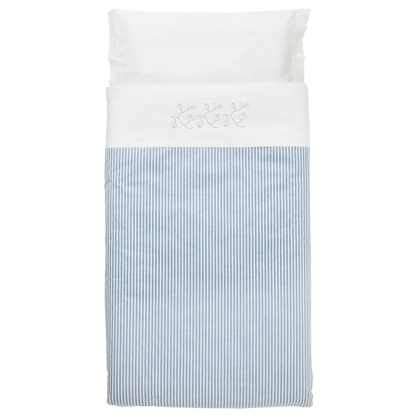 IKEA GULSPARV duvet cover 1 pillowcase f crib, 43x49/14x22 in Stripe / Blue, Ikea Ireland | 6973NVXOB