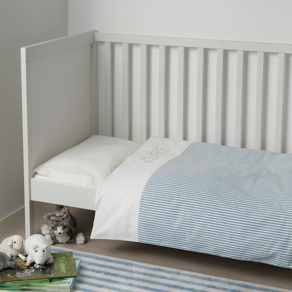 IKEA GULSPARV duvet cover 1 pillowcase f crib, 43x49/14x22 in Stripe / Blue, Ikea Ireland | 6973NVXOB