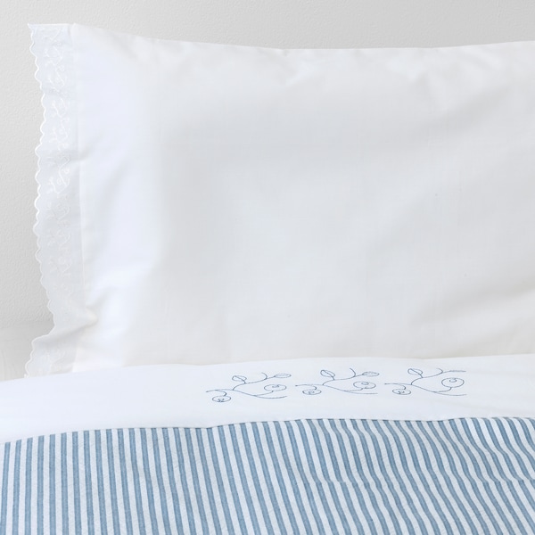 IKEA GULSPARV duvet cover 1 pillowcase f crib, 43x49/14x22 in Stripe / Blue, Ikea Ireland | 6973NVXOB
